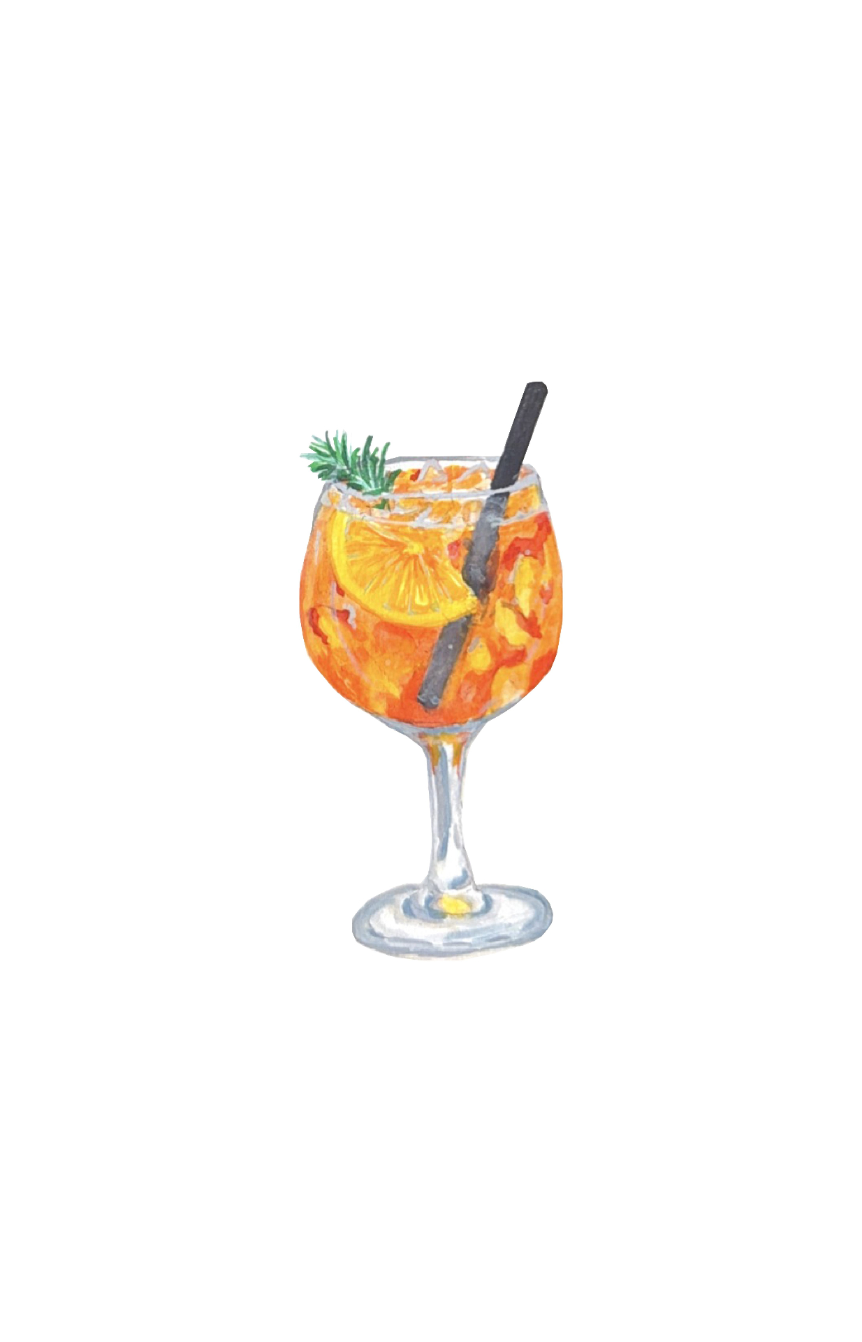 Aperol Spritz watercolor 4x4 print