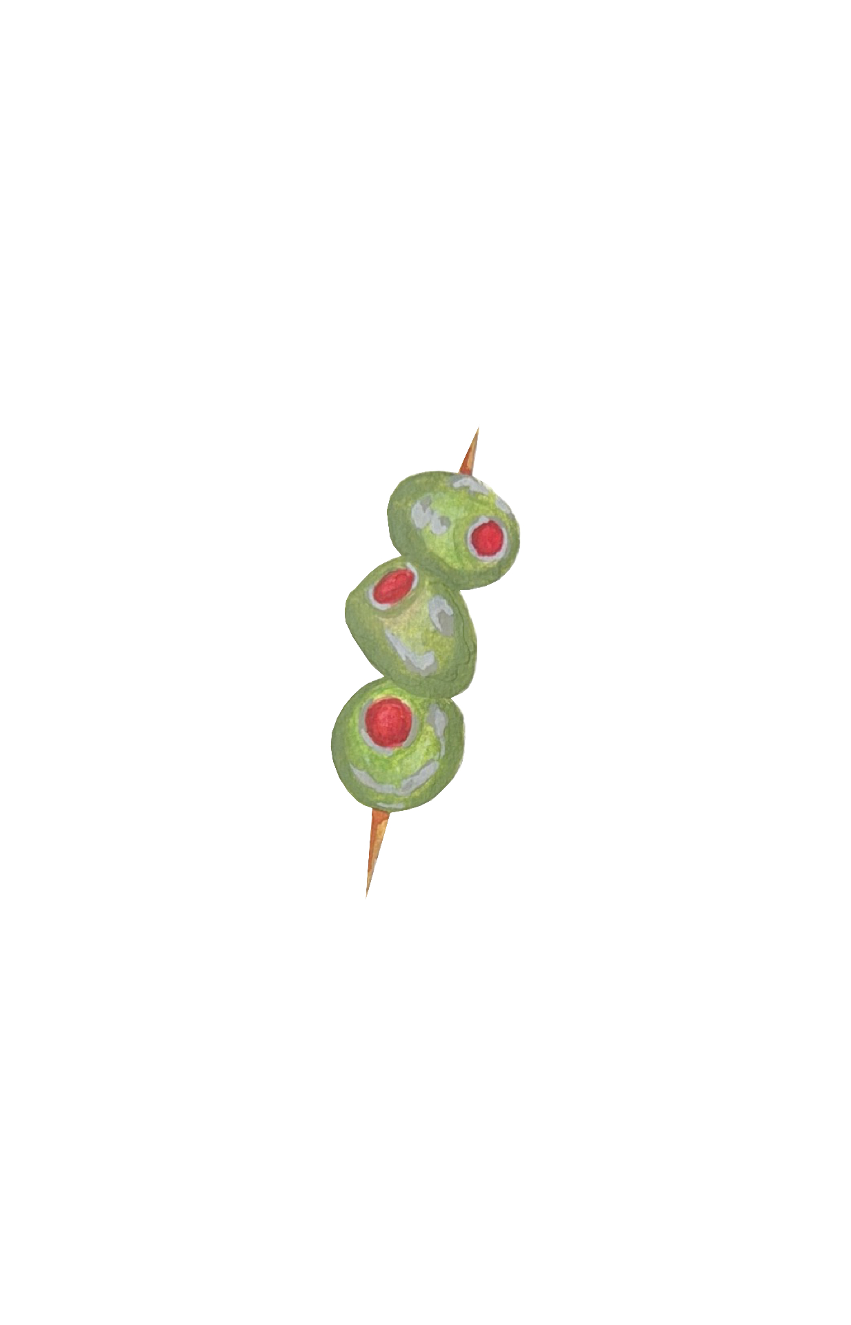 Skewered olives watercolor 4x4 print